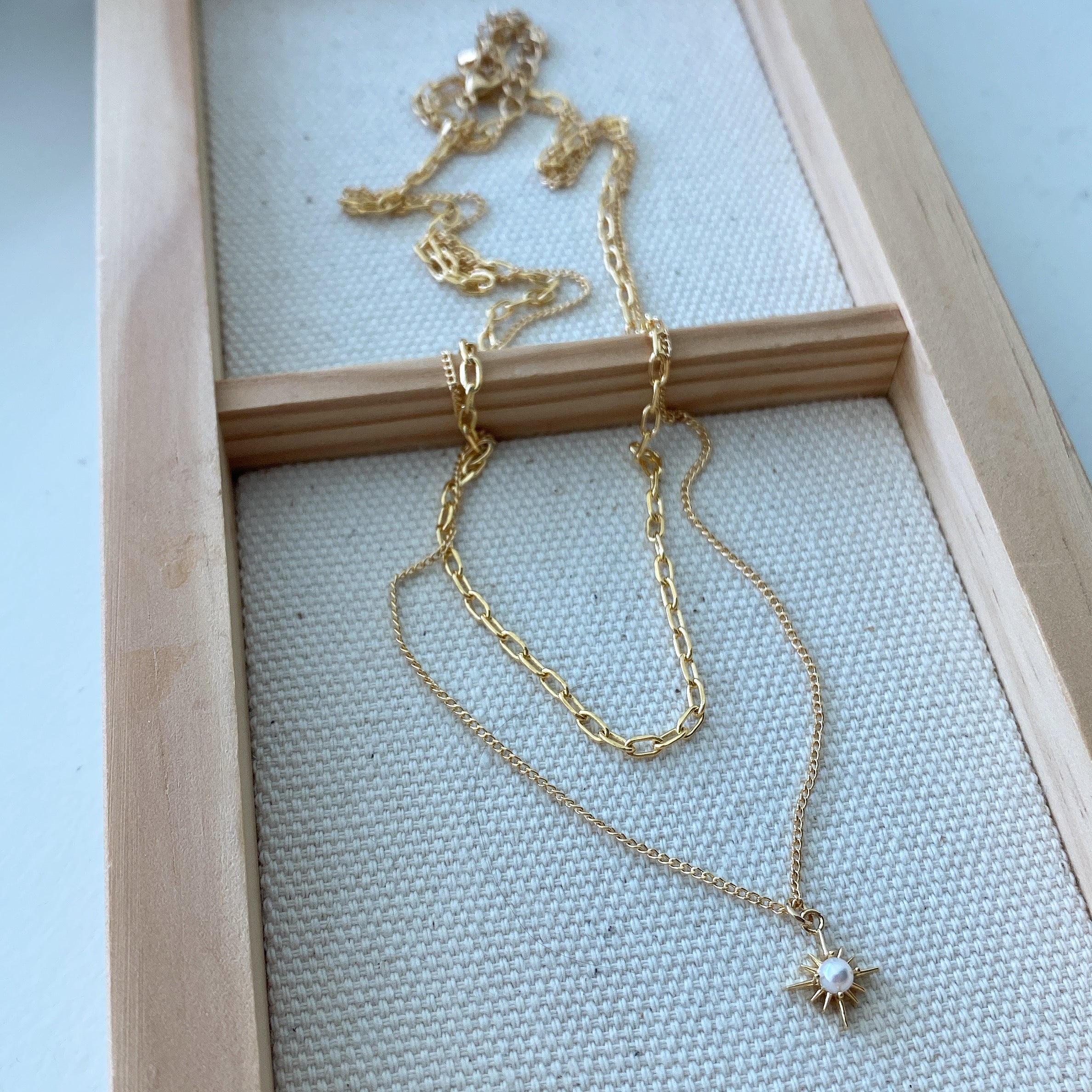 Layered Necklace: Pearl Sunburst