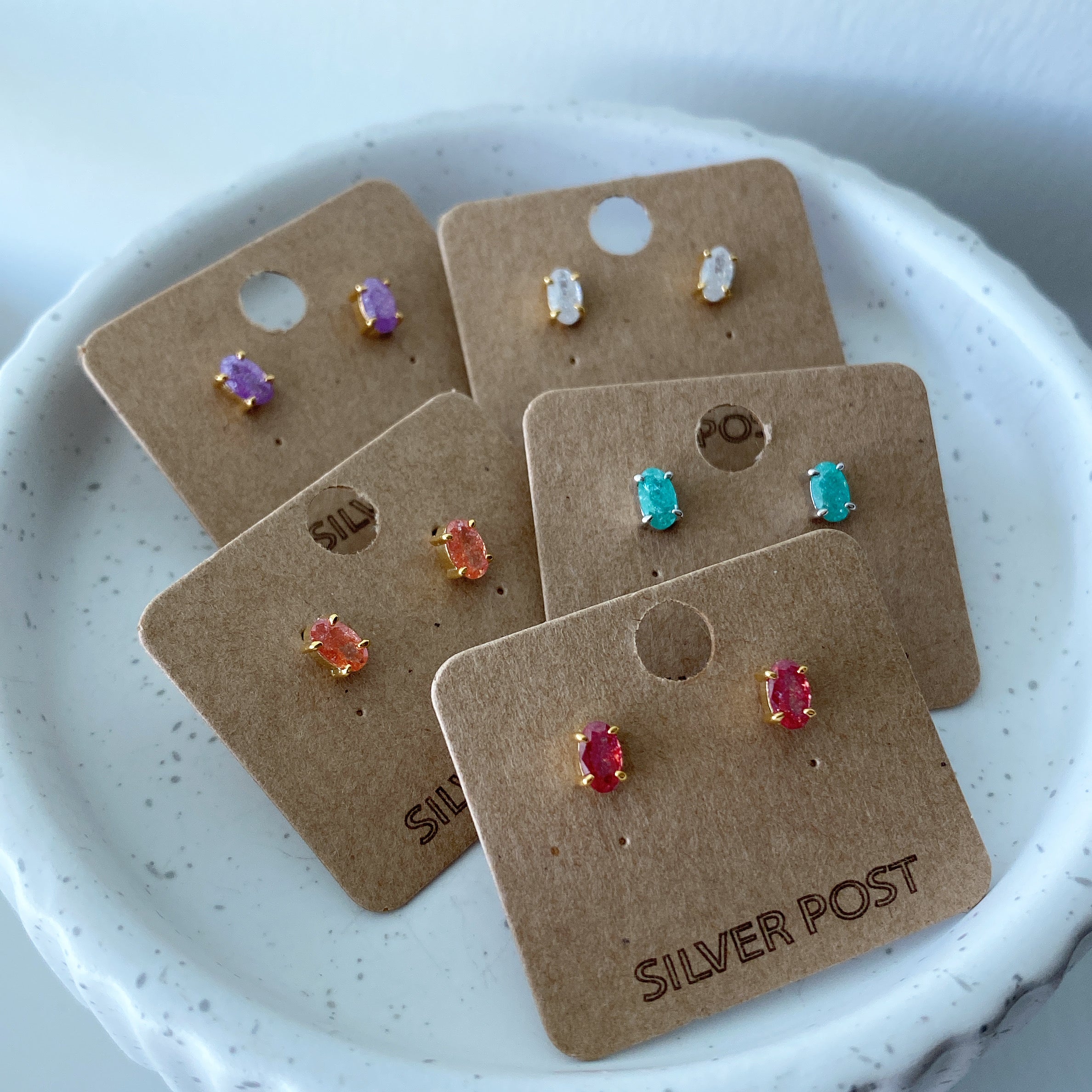 Zirconia (CZ): Oval Earrings