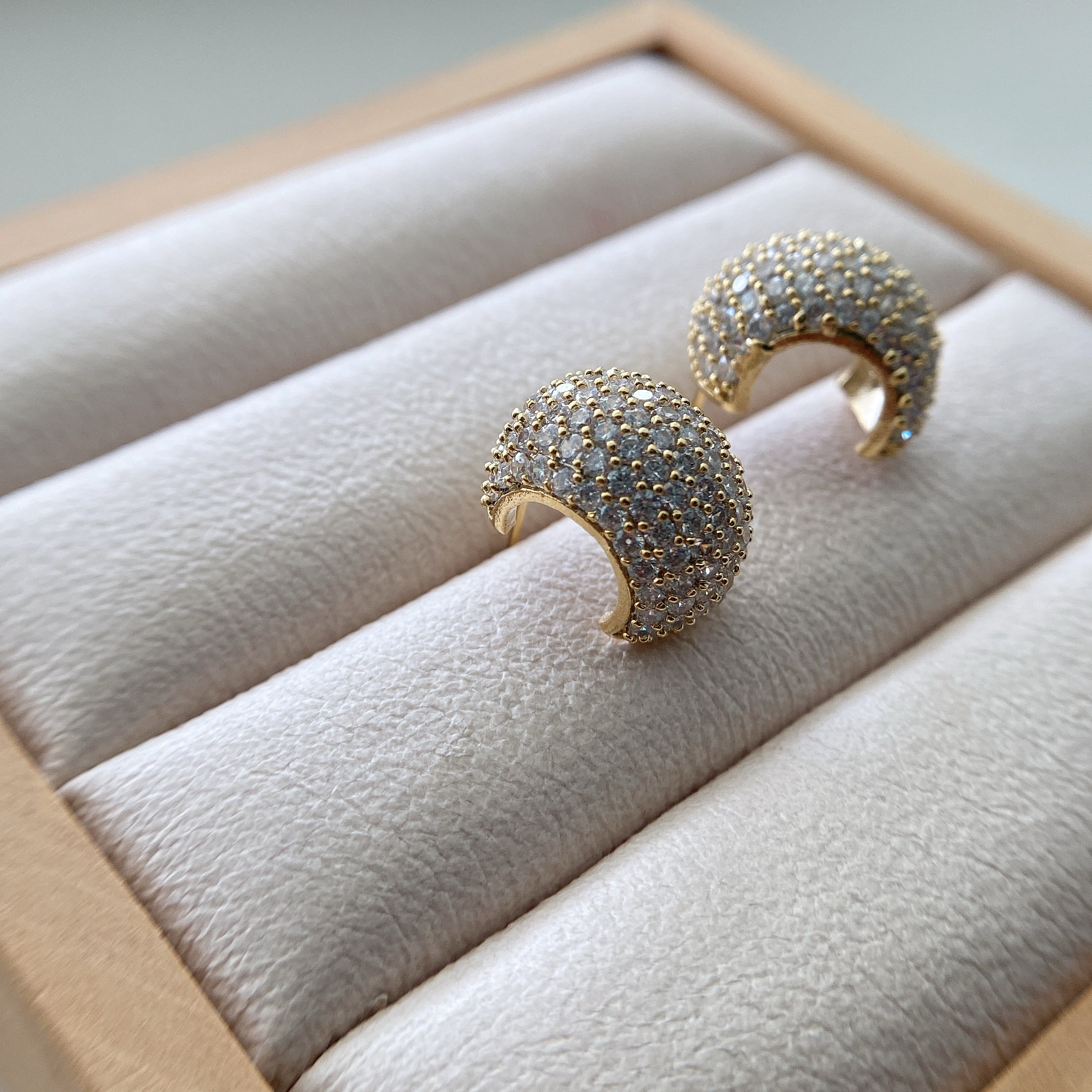 Pavé Chunky Rondelle Hoop Earrings