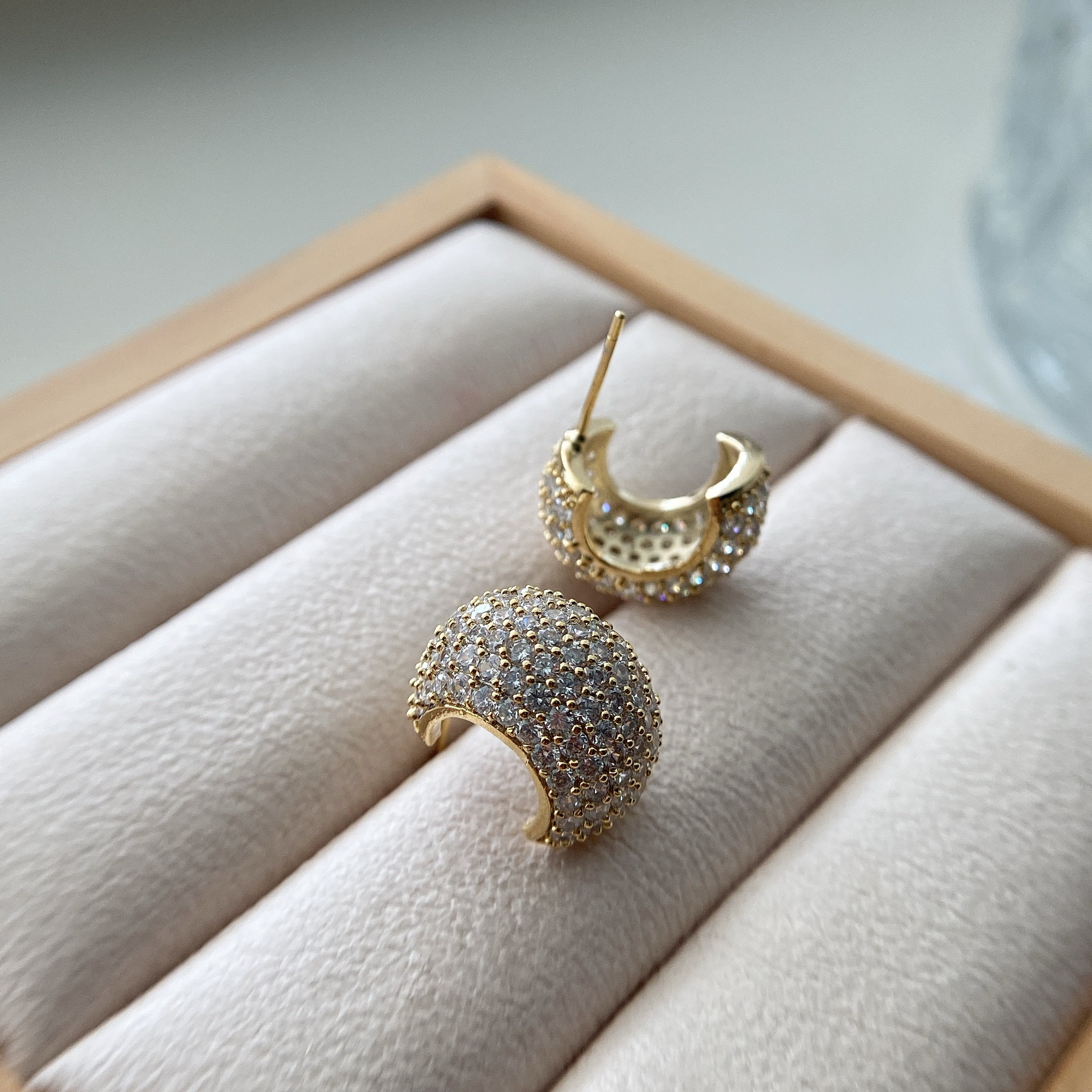 Pavé Chunky Rondelle Hoop Earrings