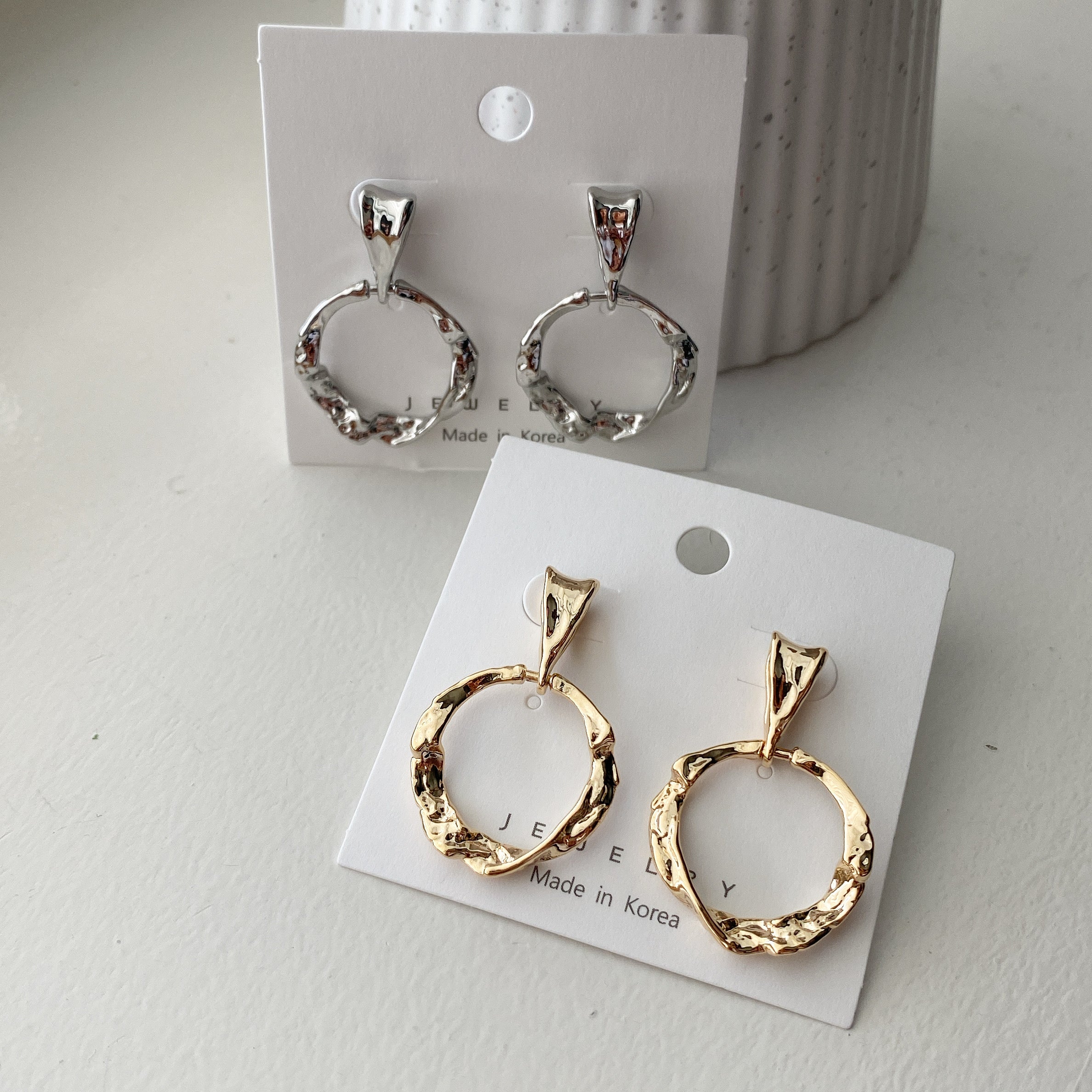 Hammered Door Knocker Earrings