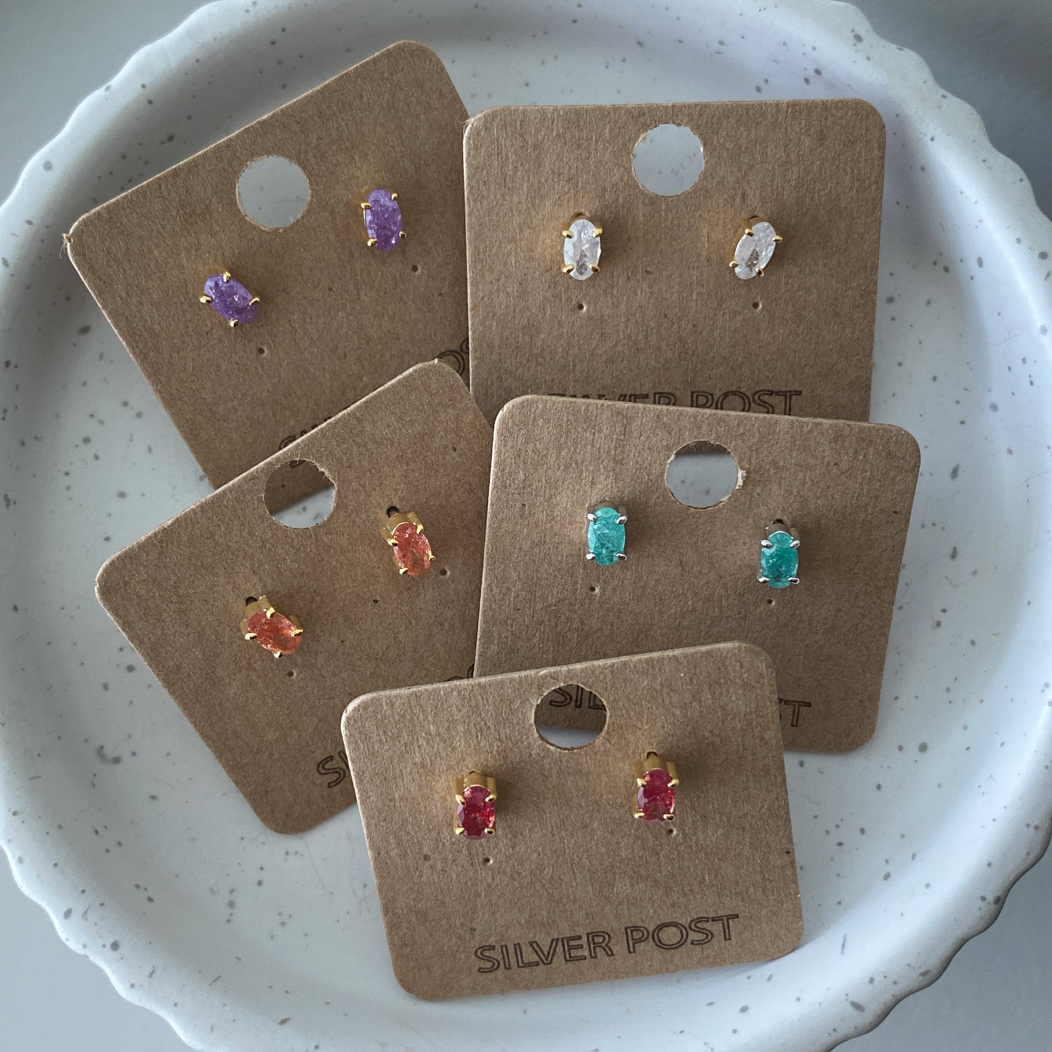 Zirconia (CZ): Oval Earrings