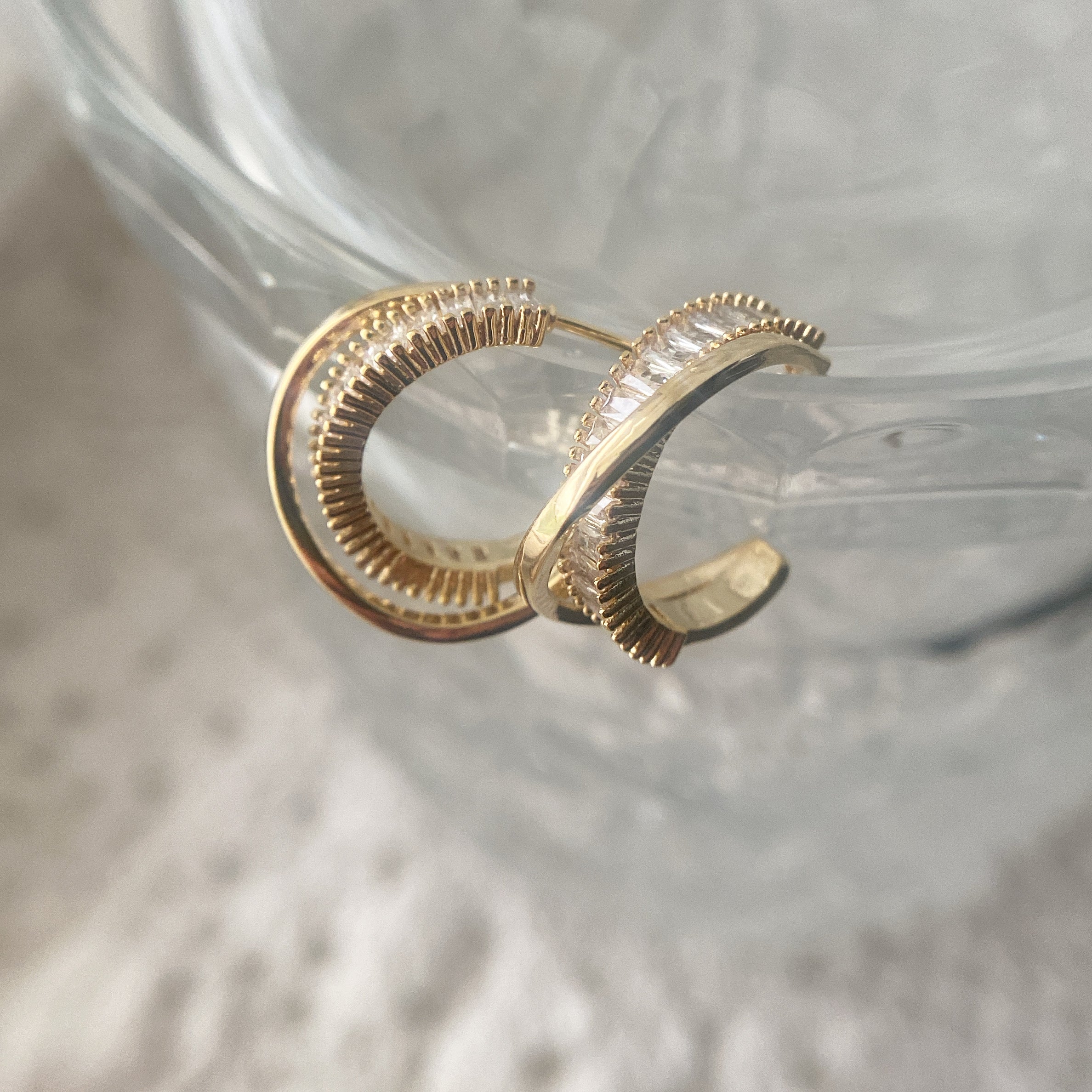 Baguette Criss Cross Hoop Earrings