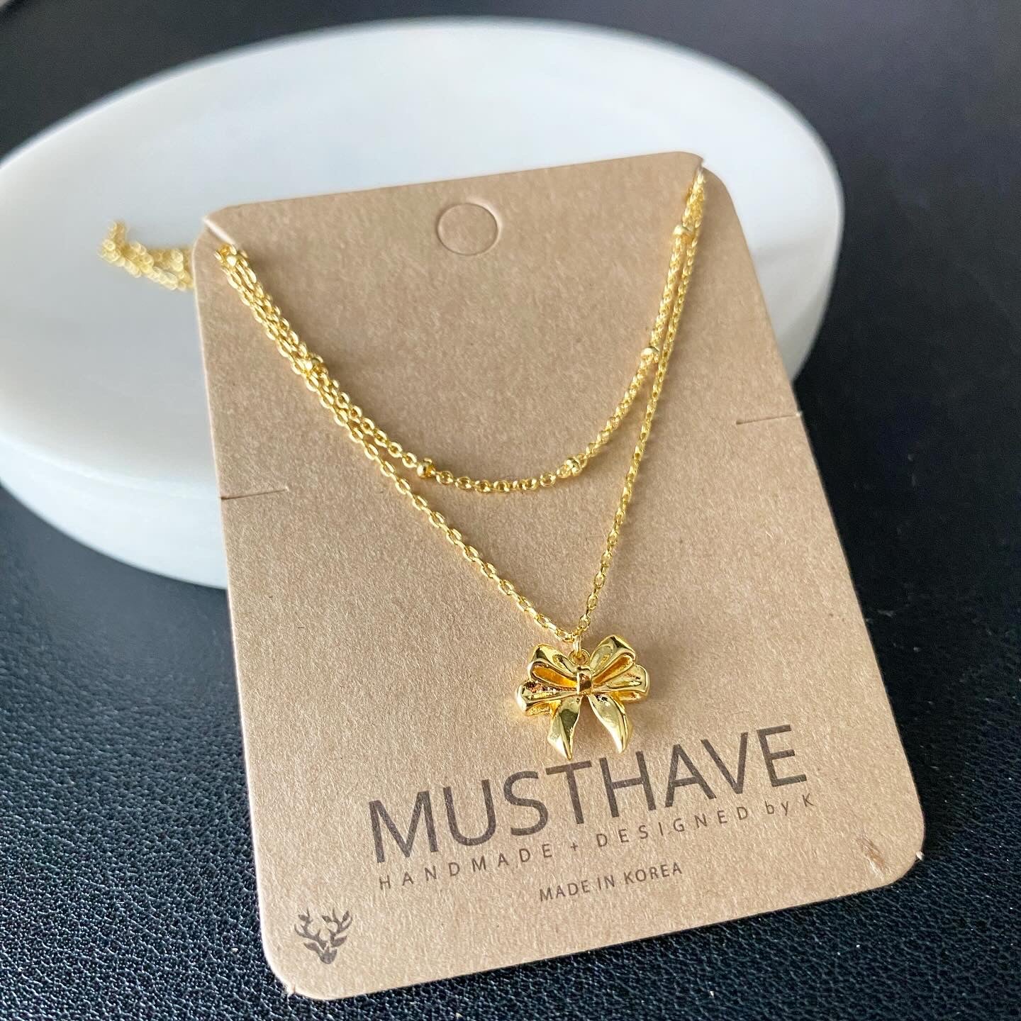 Forget Me Not Bow (Double Strand) Necklace