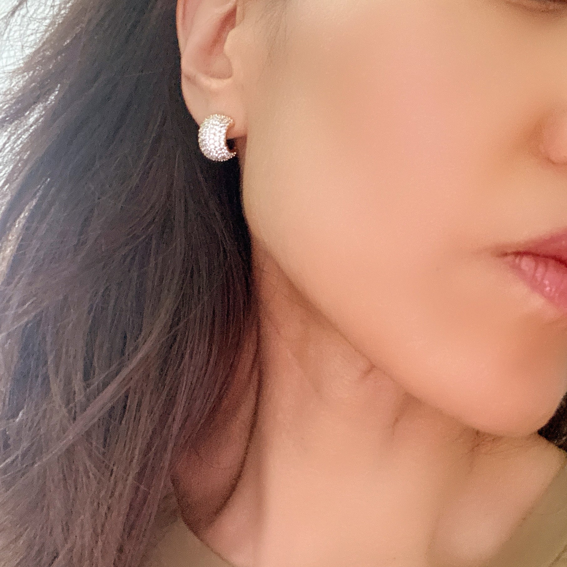 Pavé Chunky Rondelle Hoop Earrings