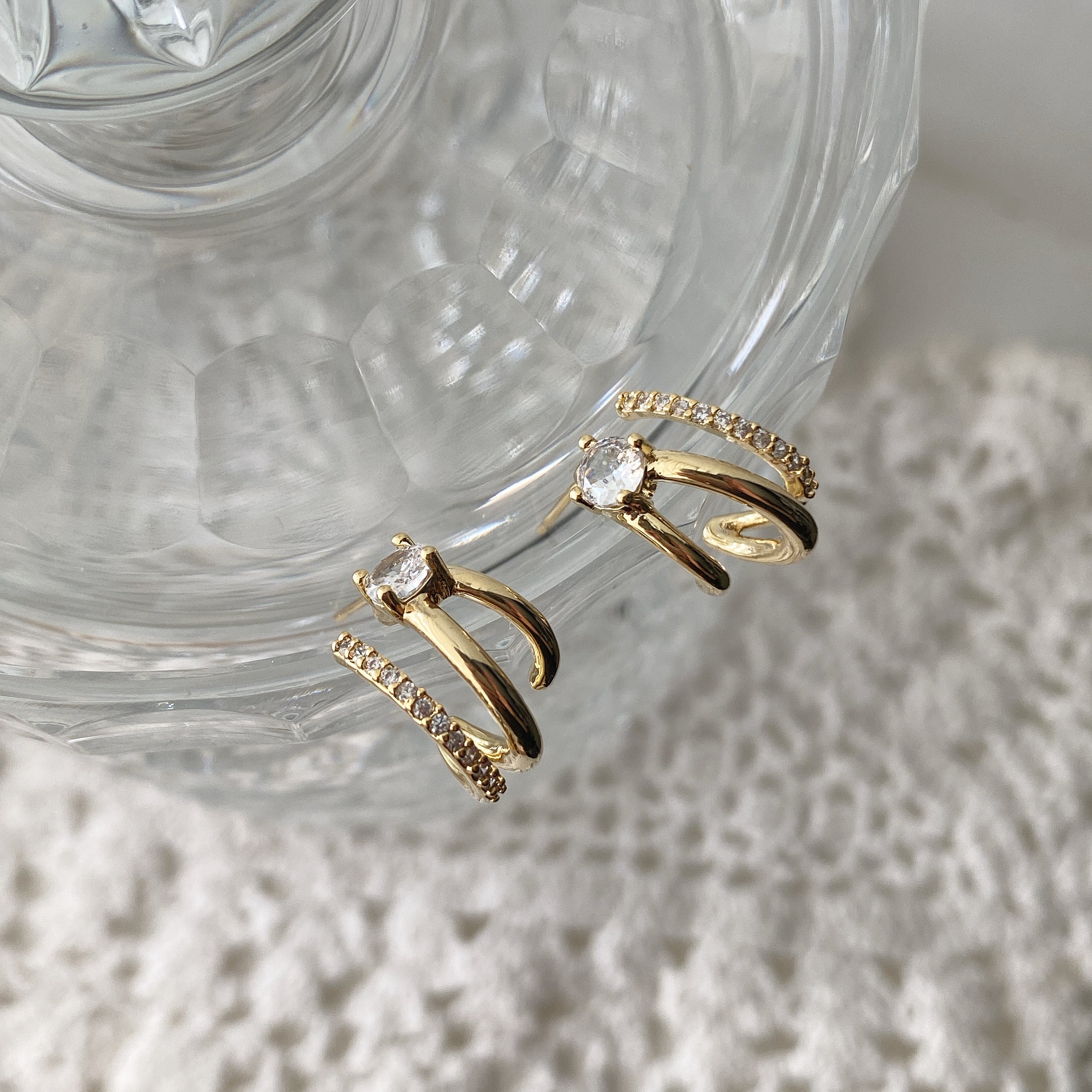 Pavé Cubic Grip Earrings