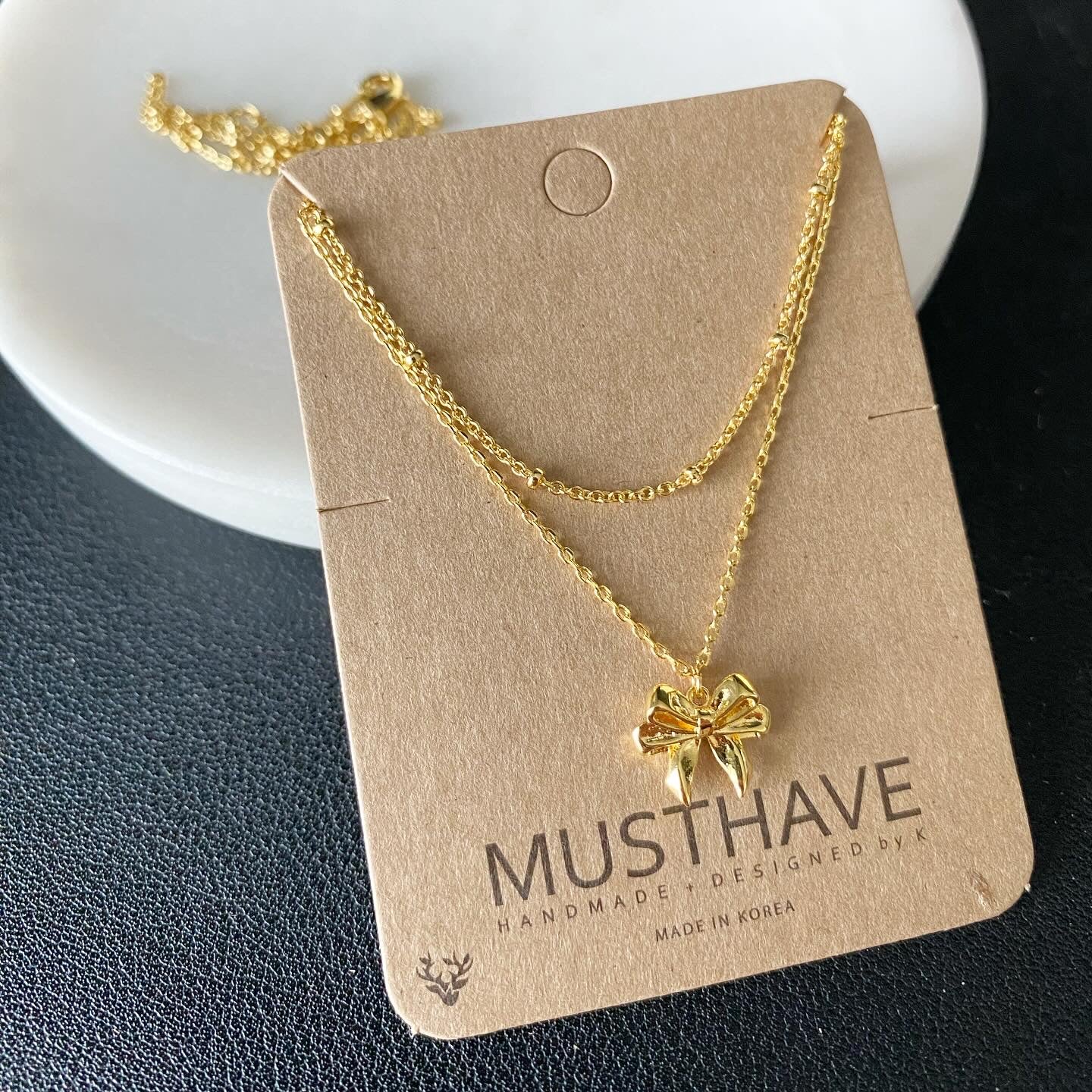 Forget Me Not Bow (Double Strand) Necklace