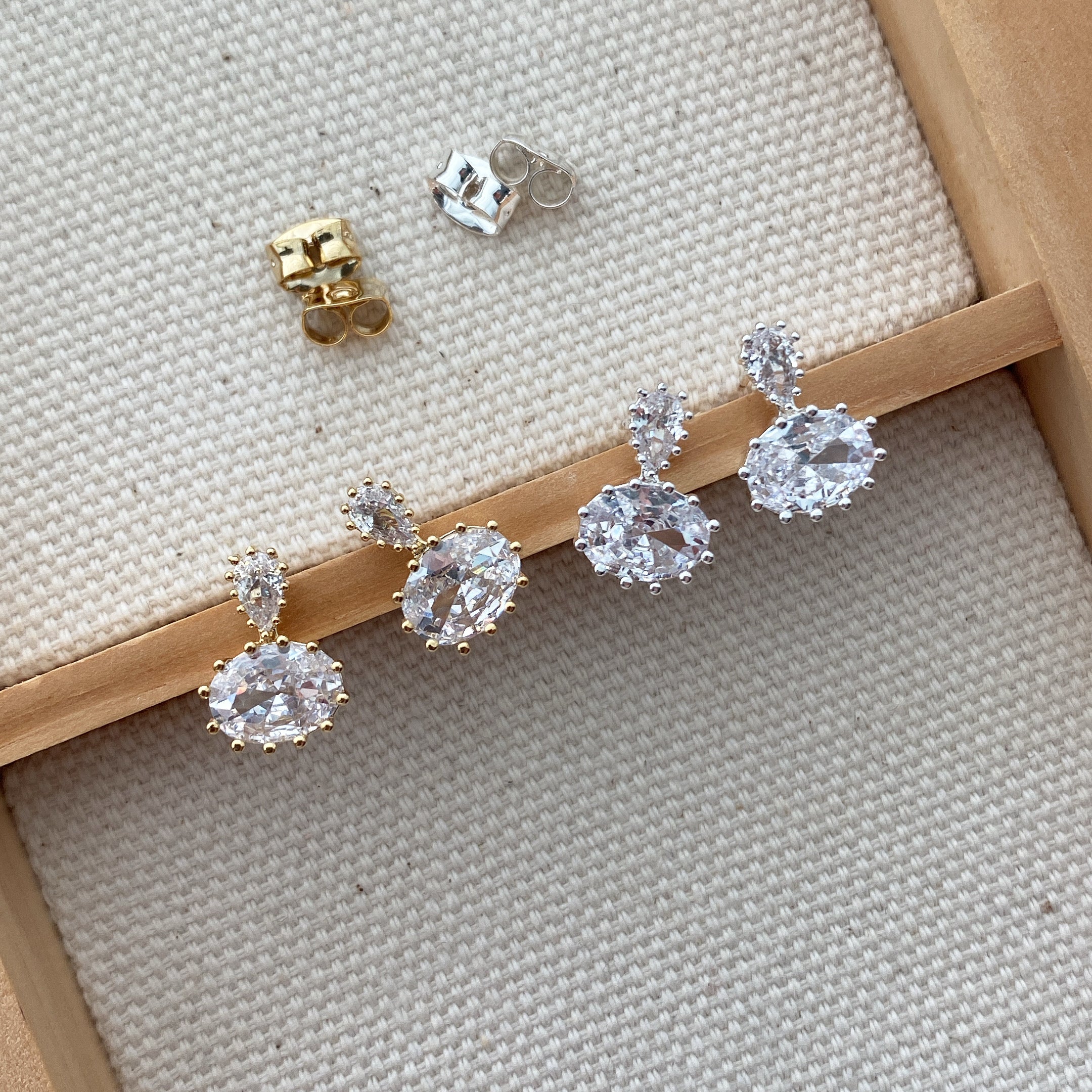 Cubic Oval Drop Earrings