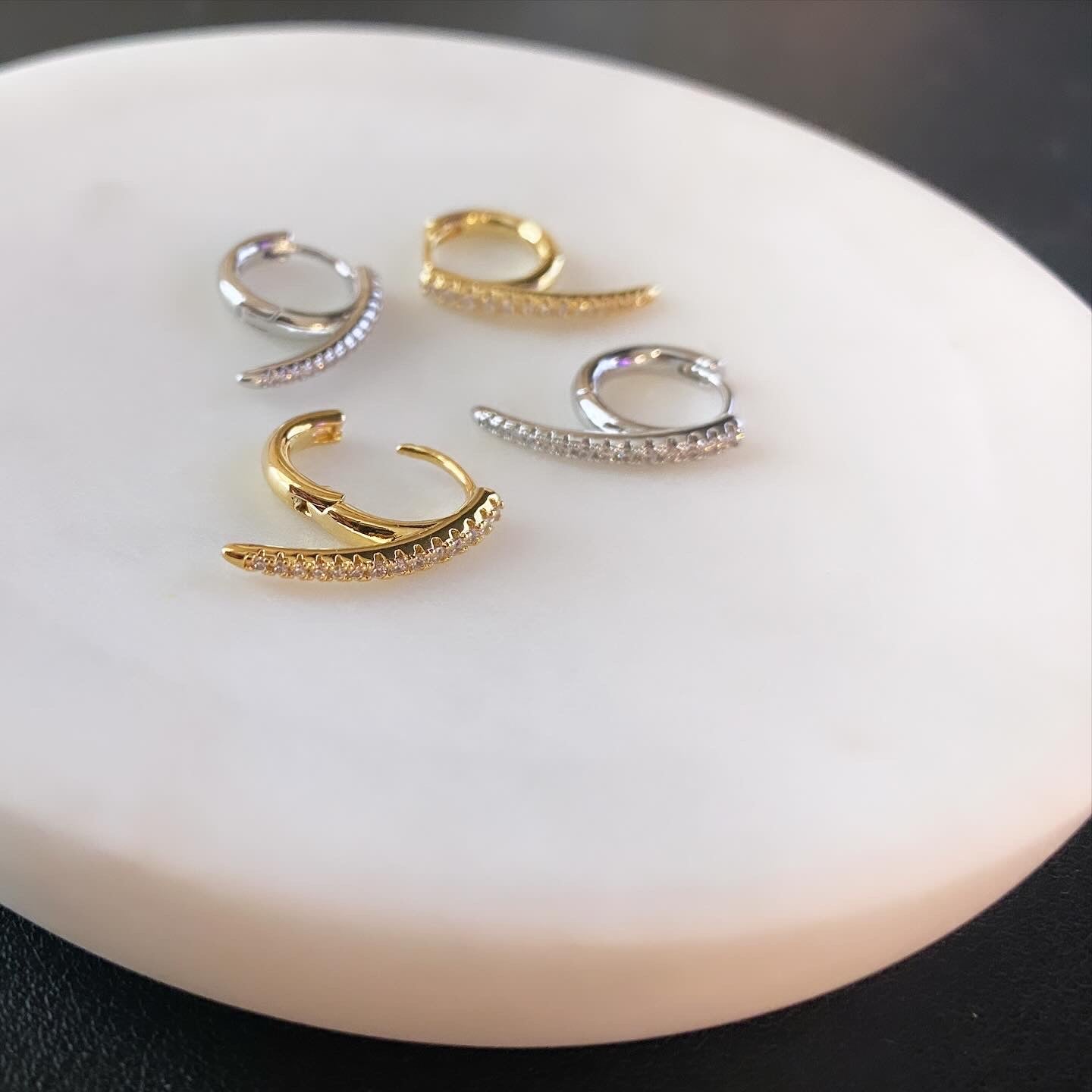 Huggie Hoop Earrings: Pavé Talon Nine