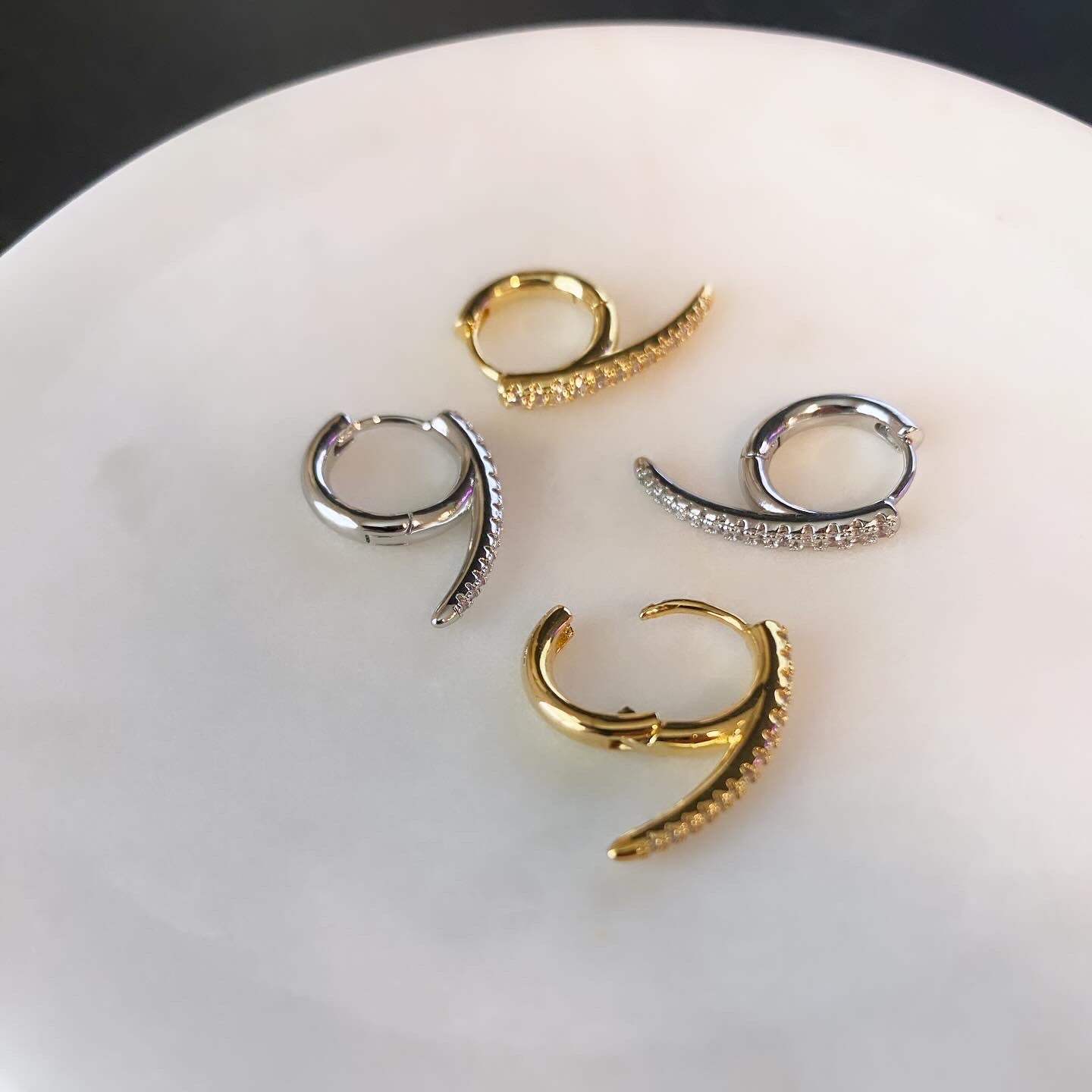 Huggie Hoop Earrings: Pavé Talon Nine