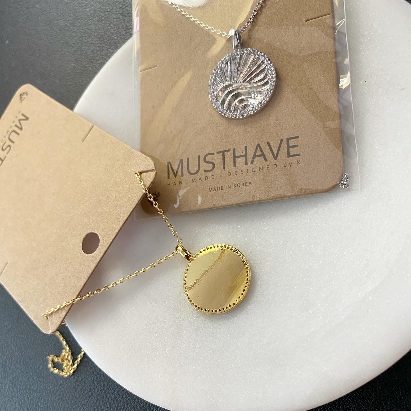 Sun & Wave Fluted Medallion Necklace