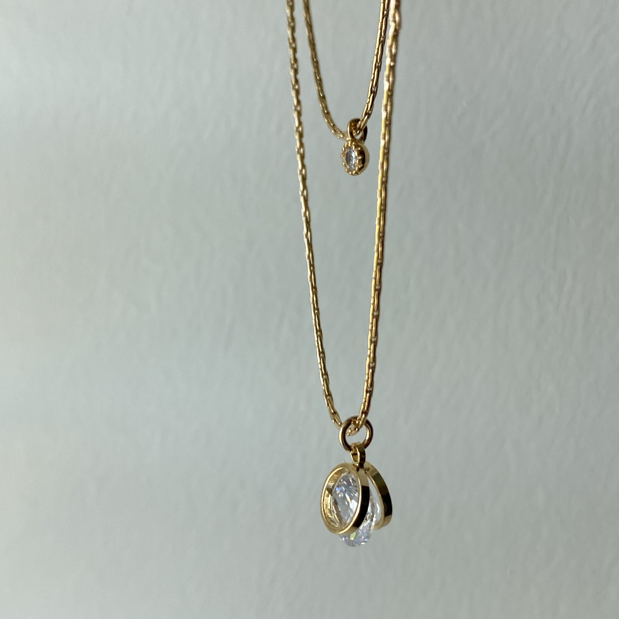 Layered Necklace: Big & Small CZ