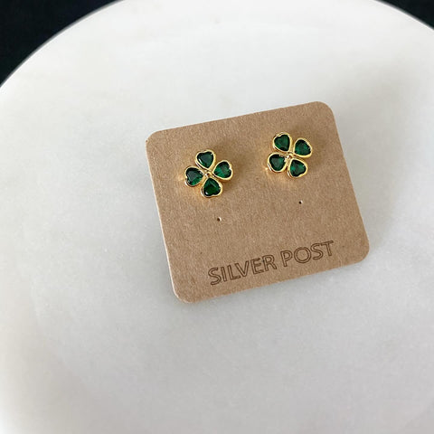 Clover / Shamrock Emerald Luck Earrings