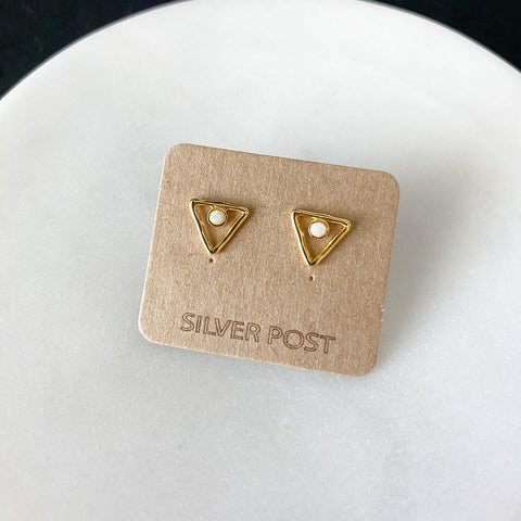Opal Levitate Triangle Earrings