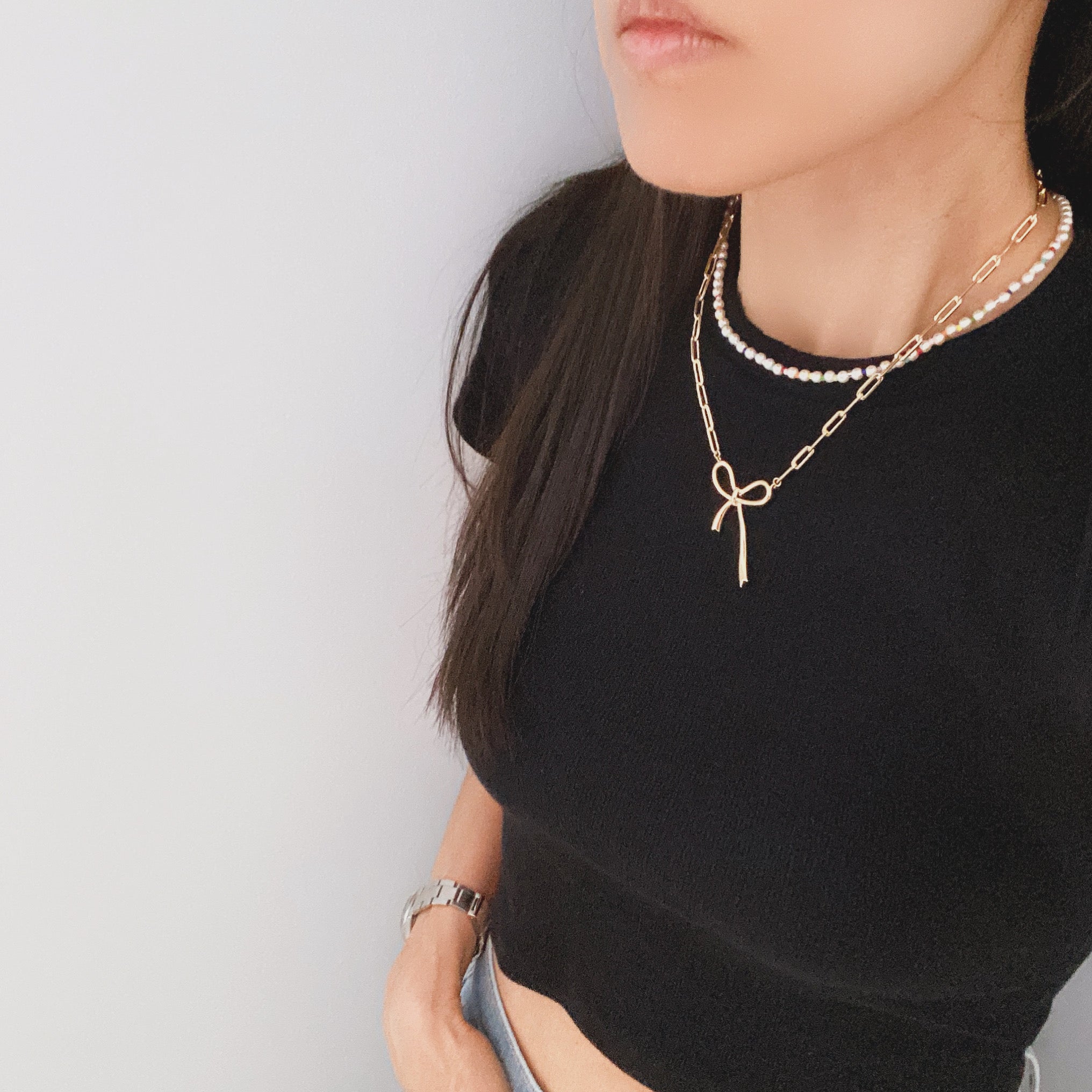 Paperclip Big Bow Necklace