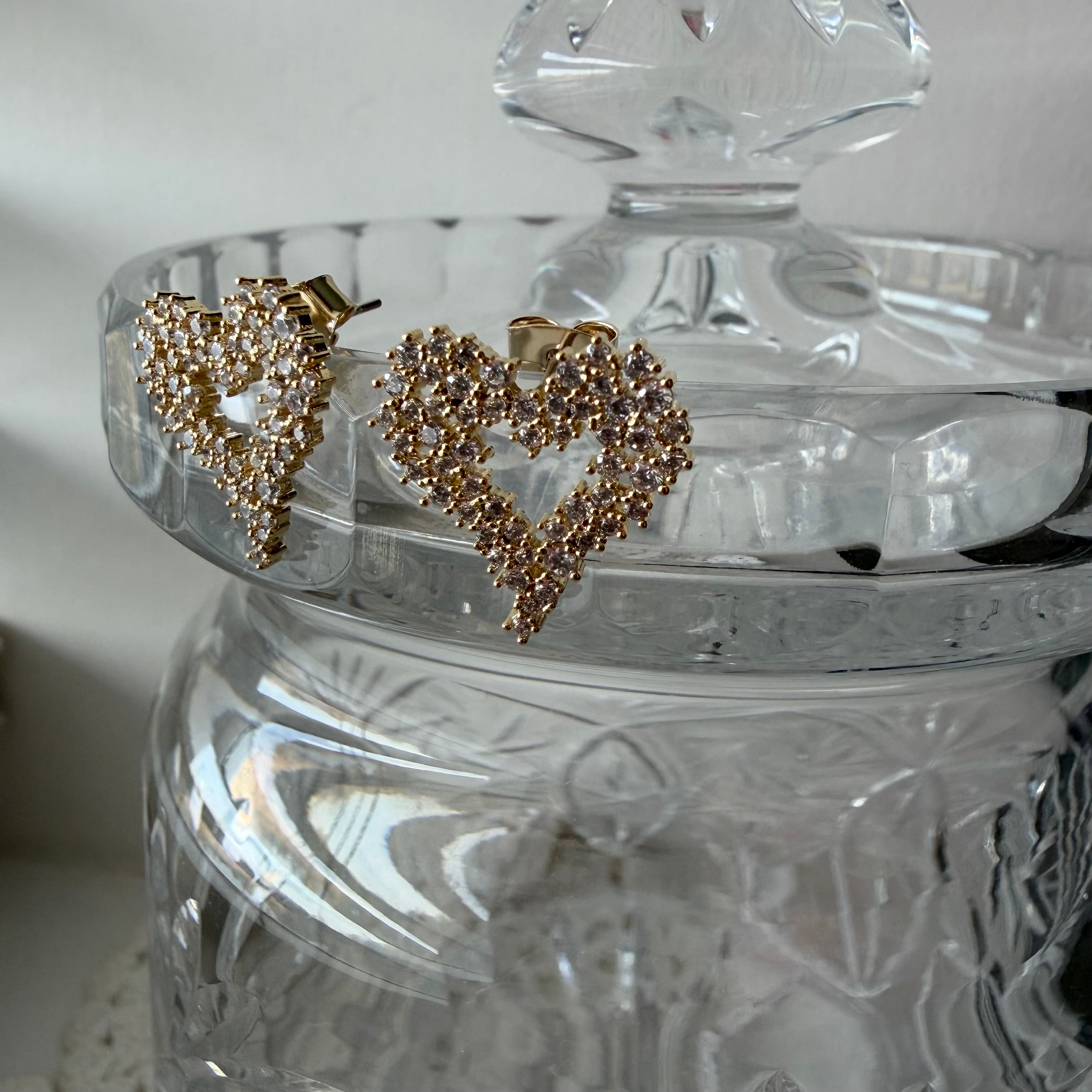 Encrusted Heart Earrings