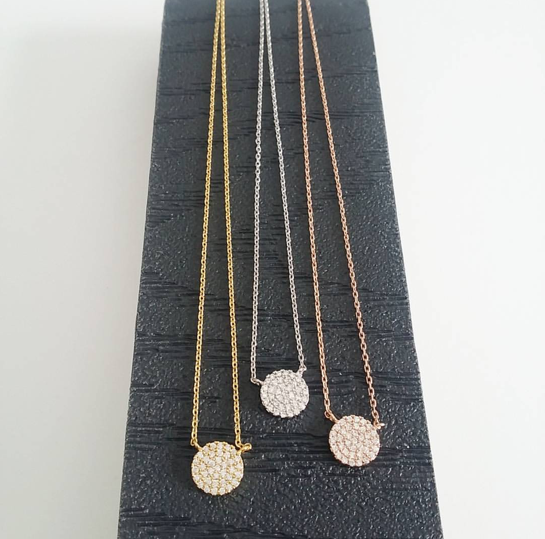 Pavé Disc Necklace