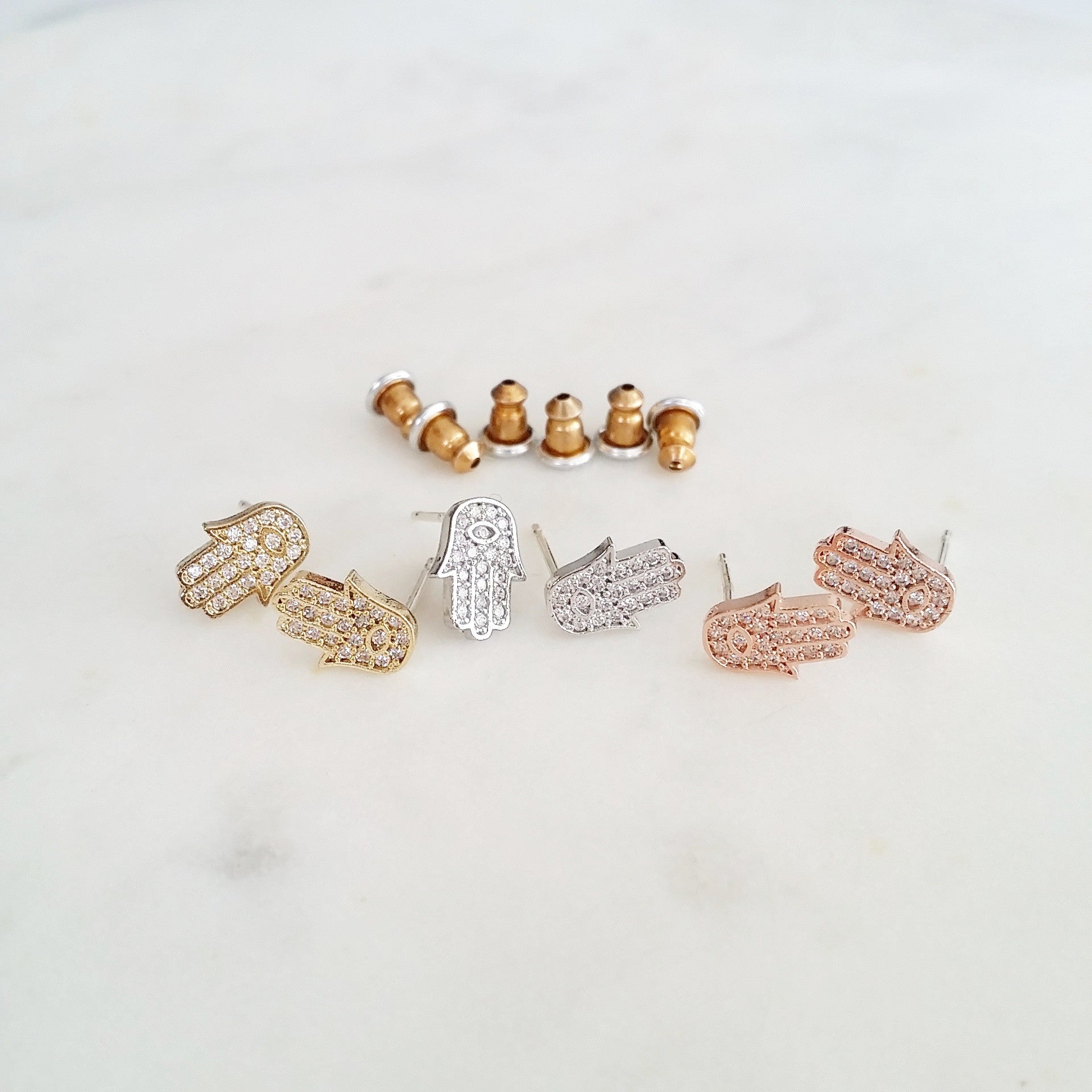 Pave Hamsa Earrings