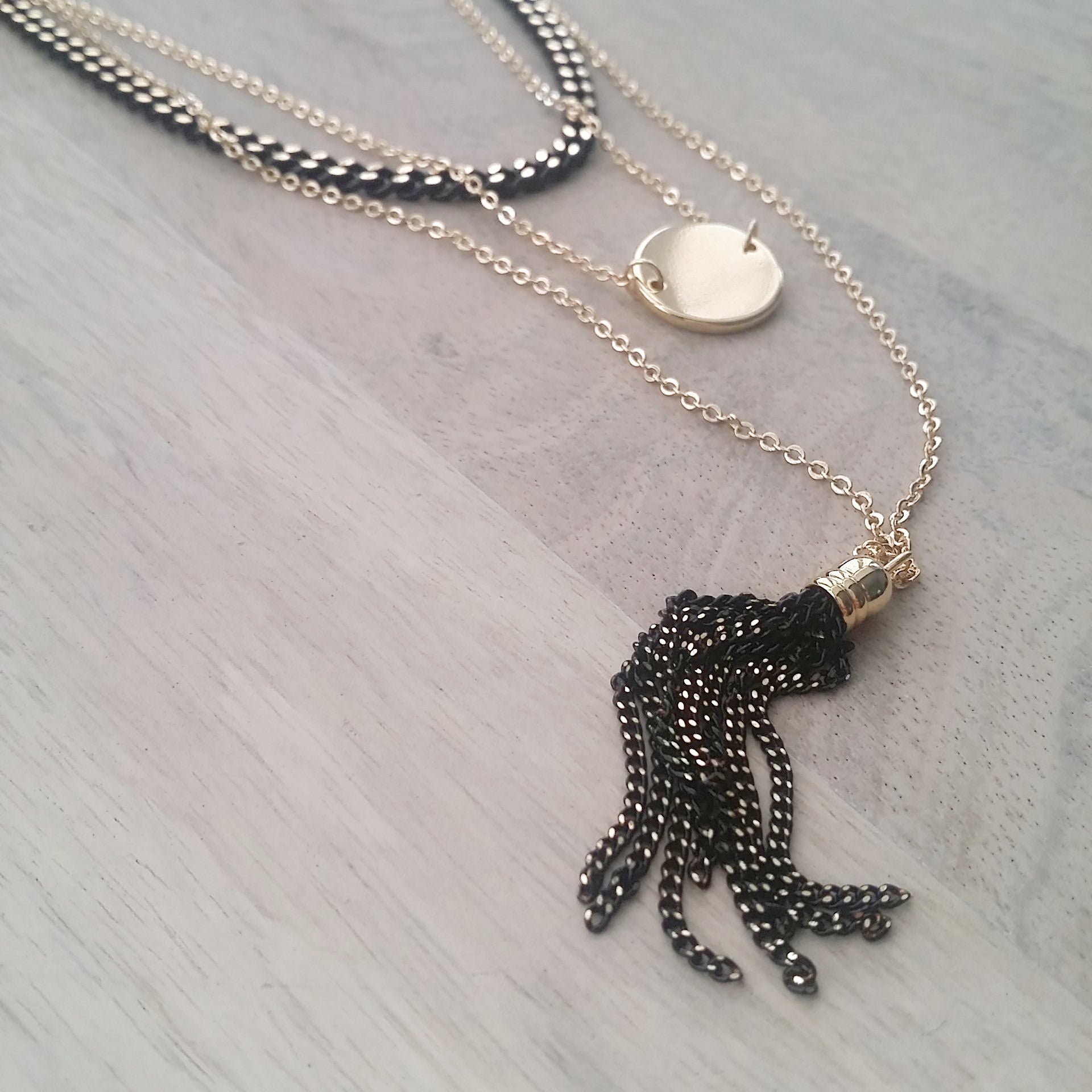 Layered Necklace: Coin Tassel