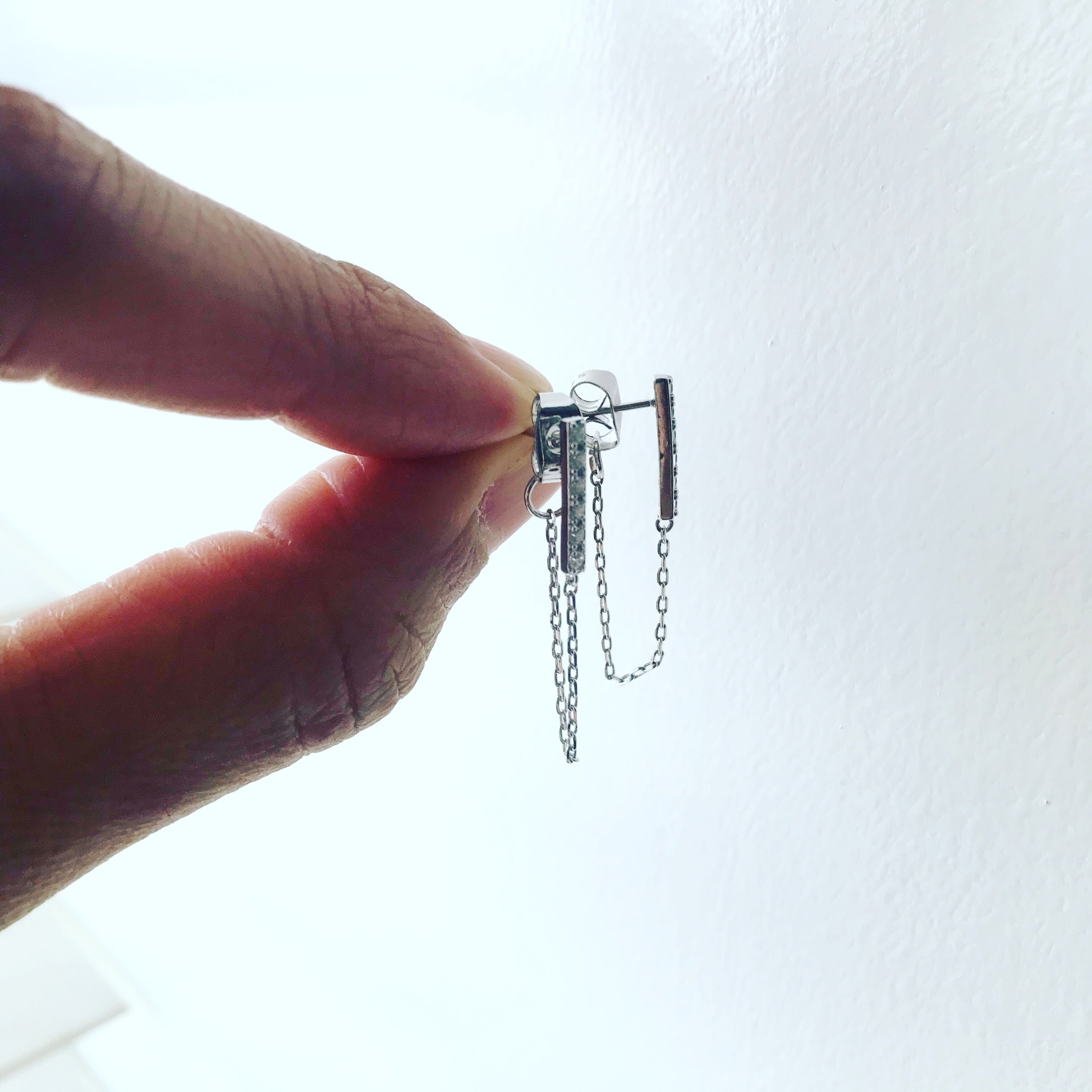 Bling Bar Chain Connection Earrings