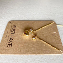 Triple Puffy Heart Diamond Pendant Necklace