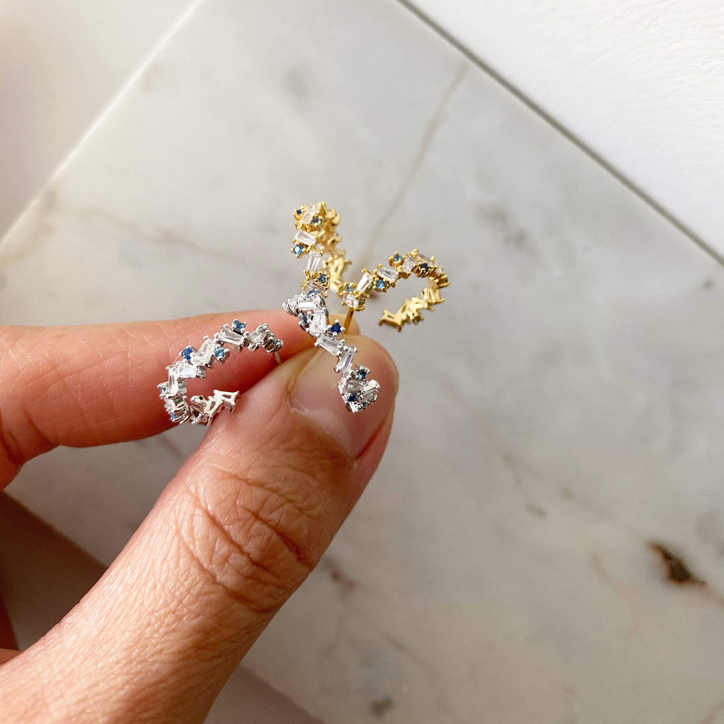 Zig Zag Baguette Hoop Earrings