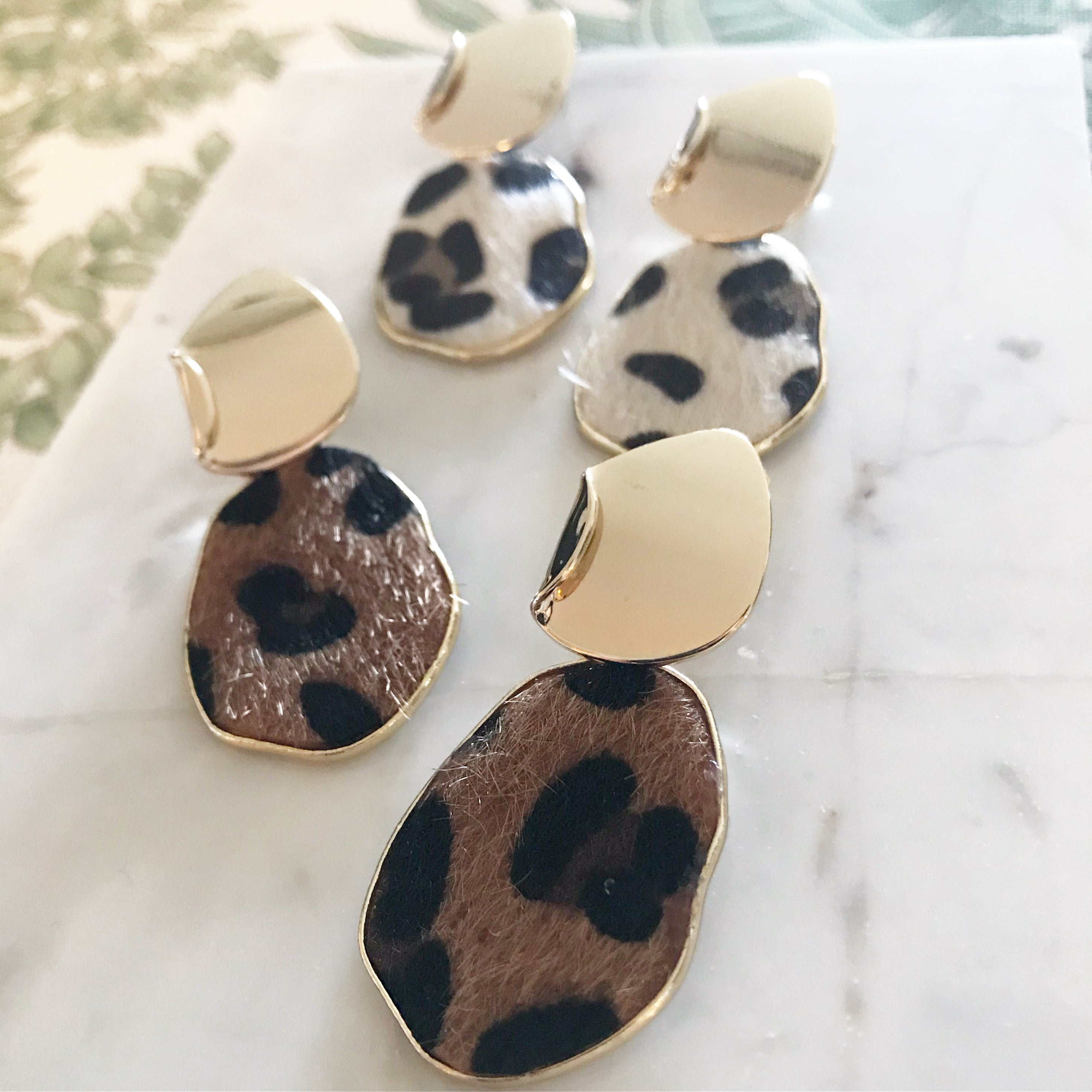 Faux Hide Leopard Drop Earrings