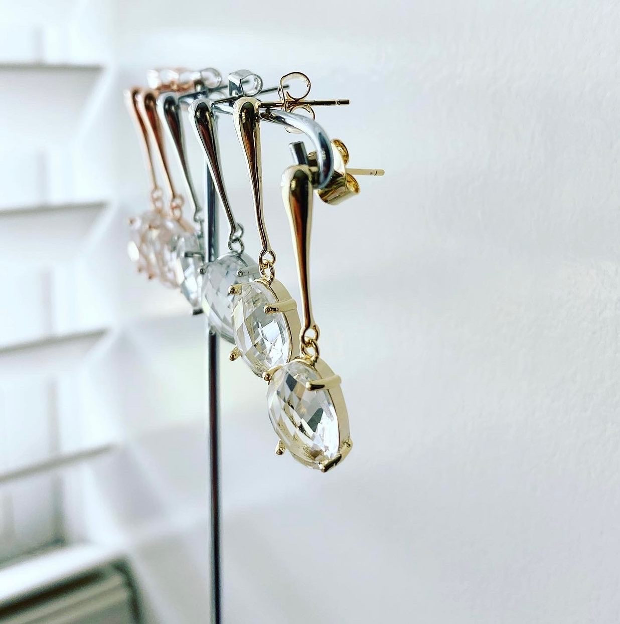 Twig Drop (Glass Stones) Earrings