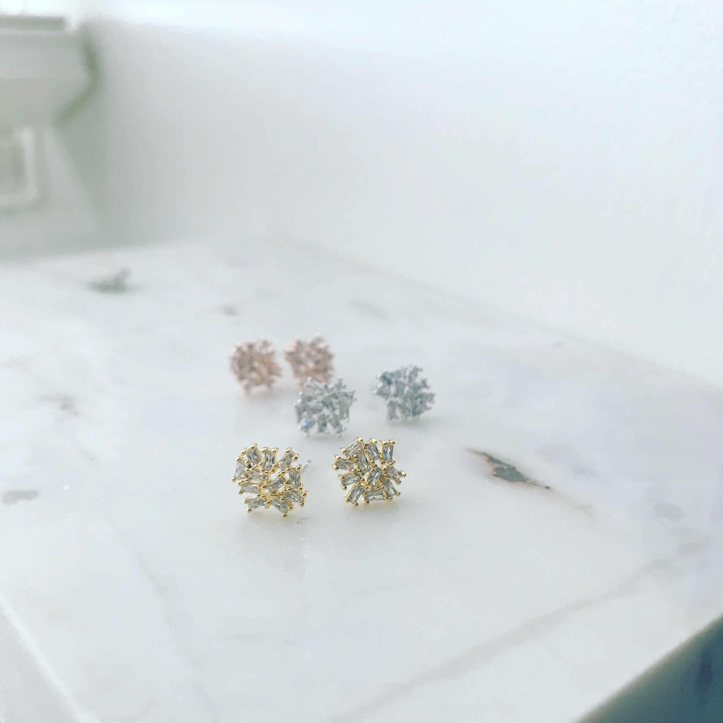 Baguette Disc Earrings