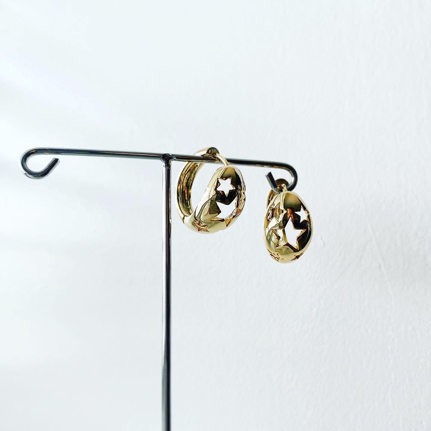 Star Dome Hoop Earrings