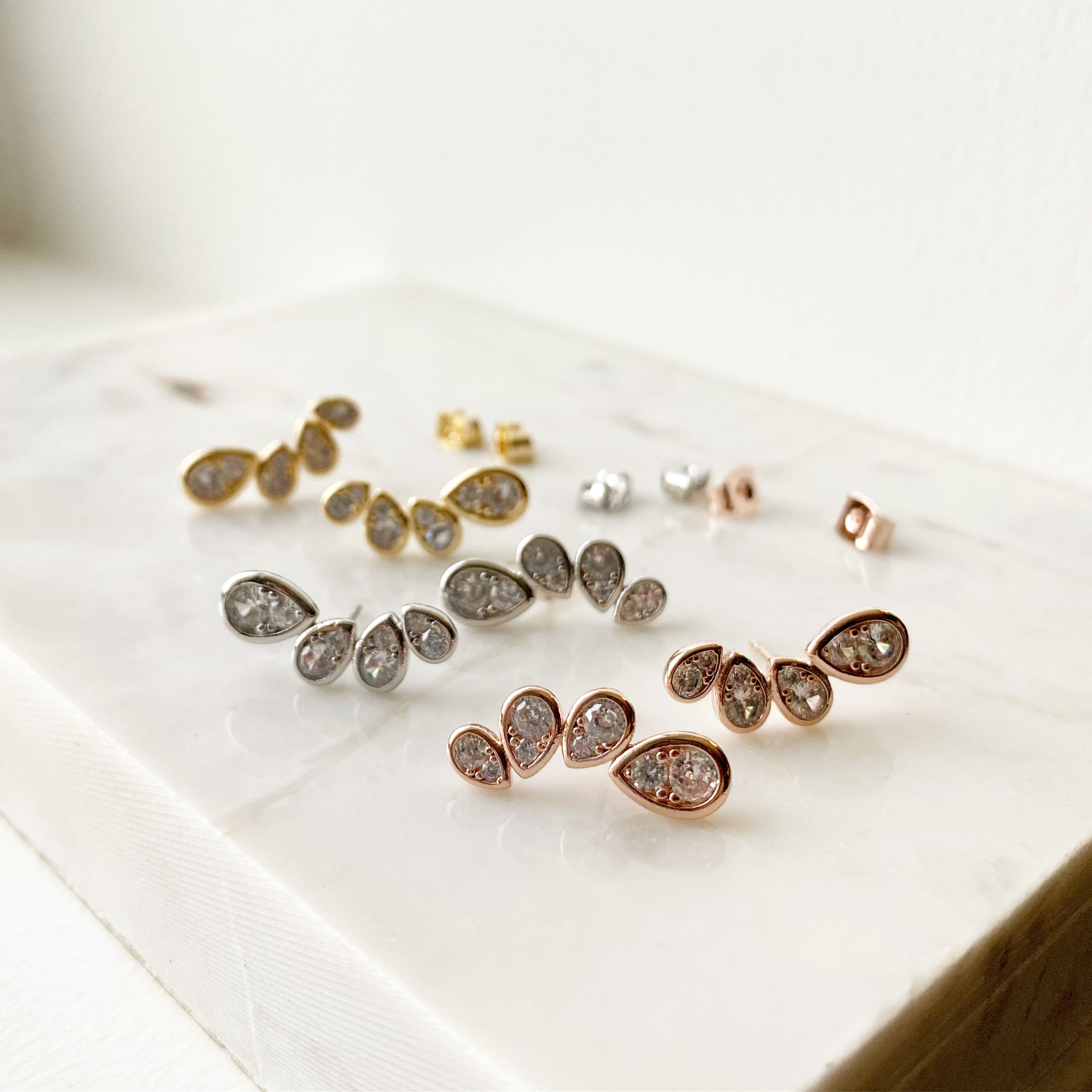 Teardrop Fan Climber Earrings