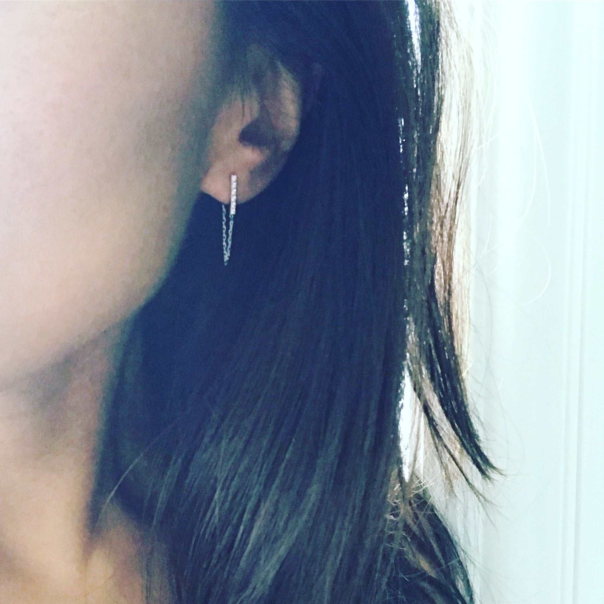 Bling Bar Chain Connection Earrings