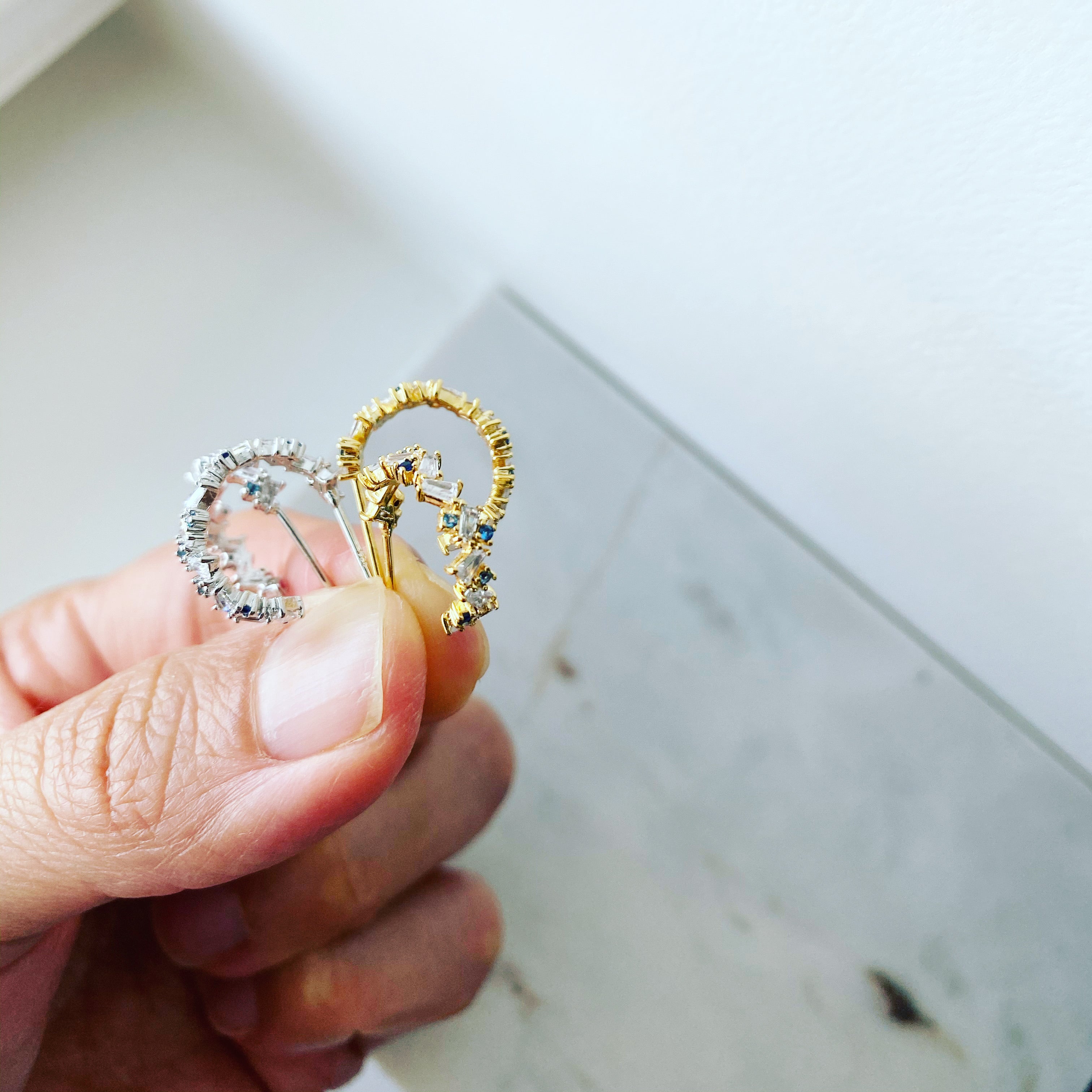 Zig Zag Baguette Hoop Earrings