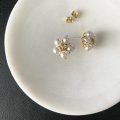 Flower Pearl Button Earrings