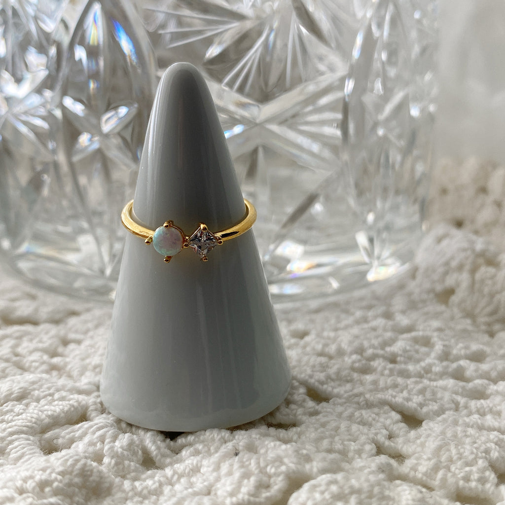 Opal CZ Duo Ring