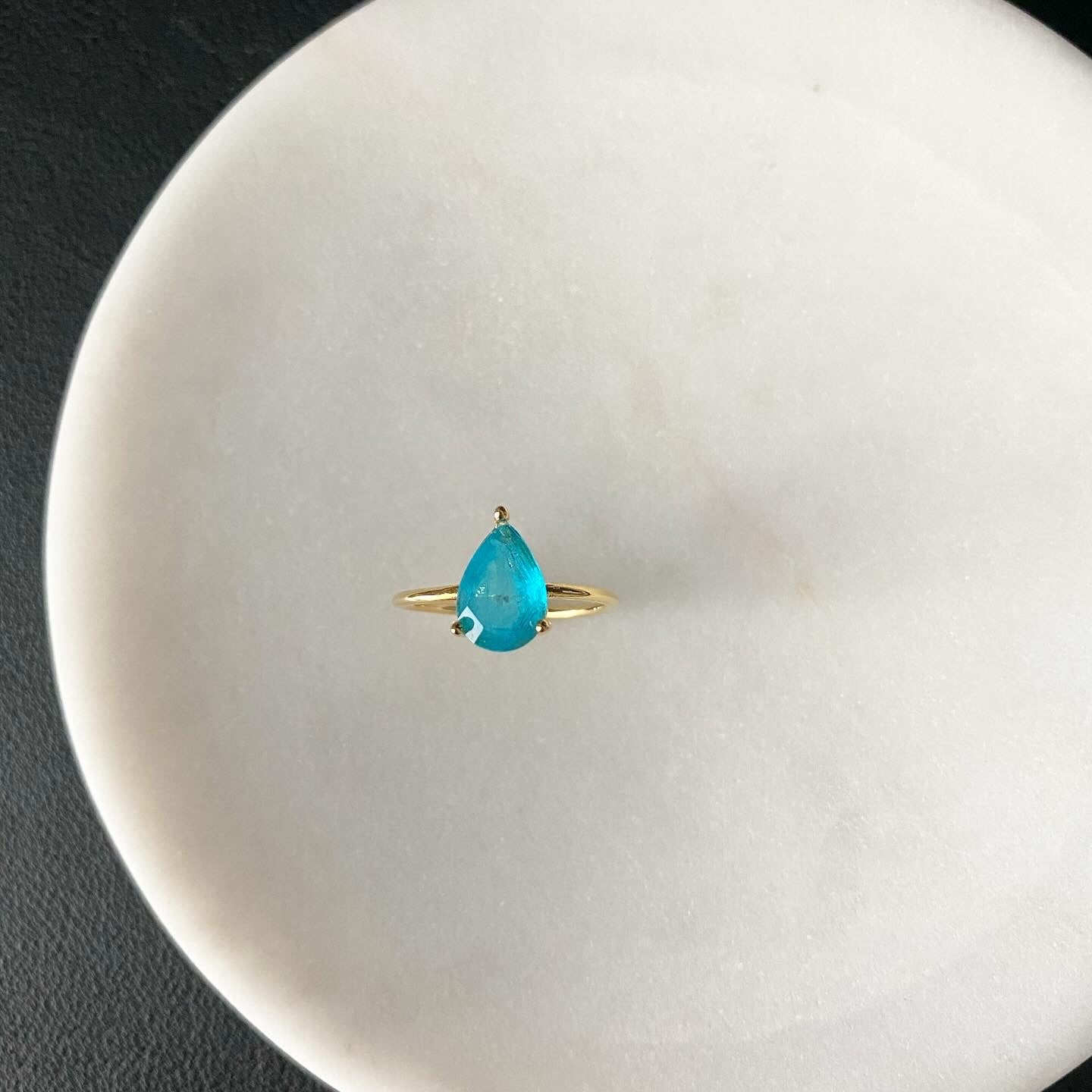 Teardrop (Cracked Cubic) Breezy Blue Ring