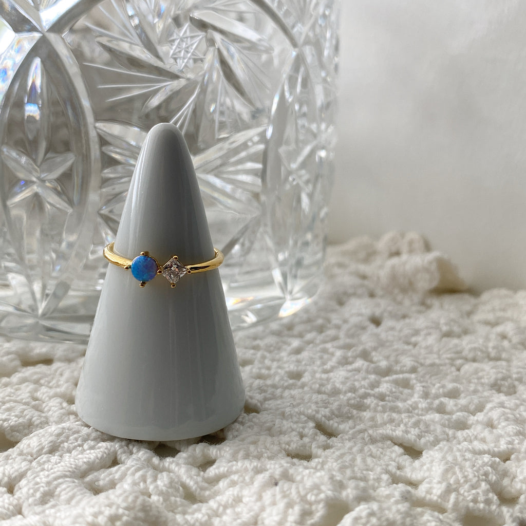 Opal CZ Duo Ring