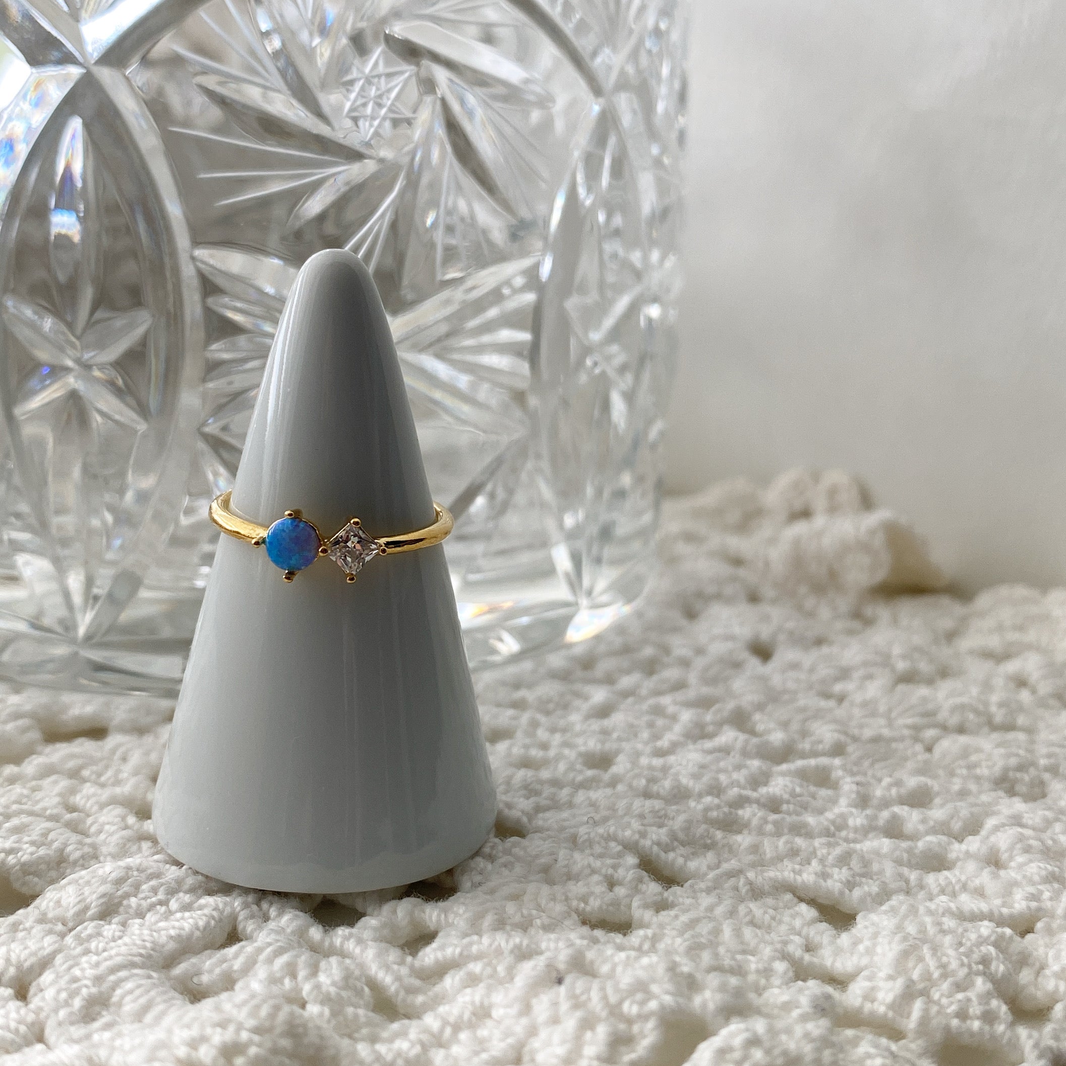 Opal CZ Duo Ring