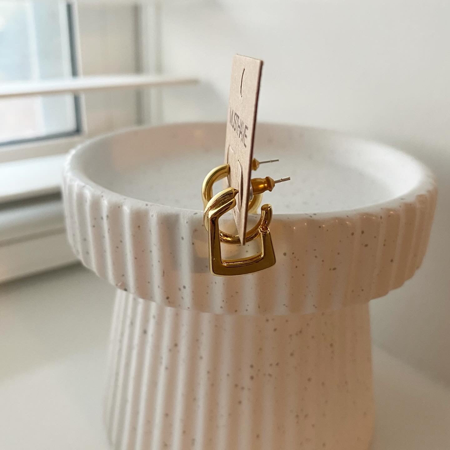 Hoop and Square Together Earrings