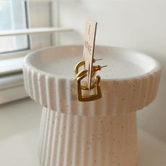 Hoop and Square Together Earrings