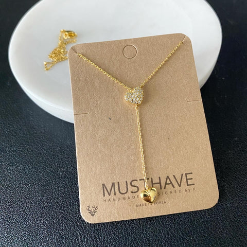 Lariat Heart Duo Necklace