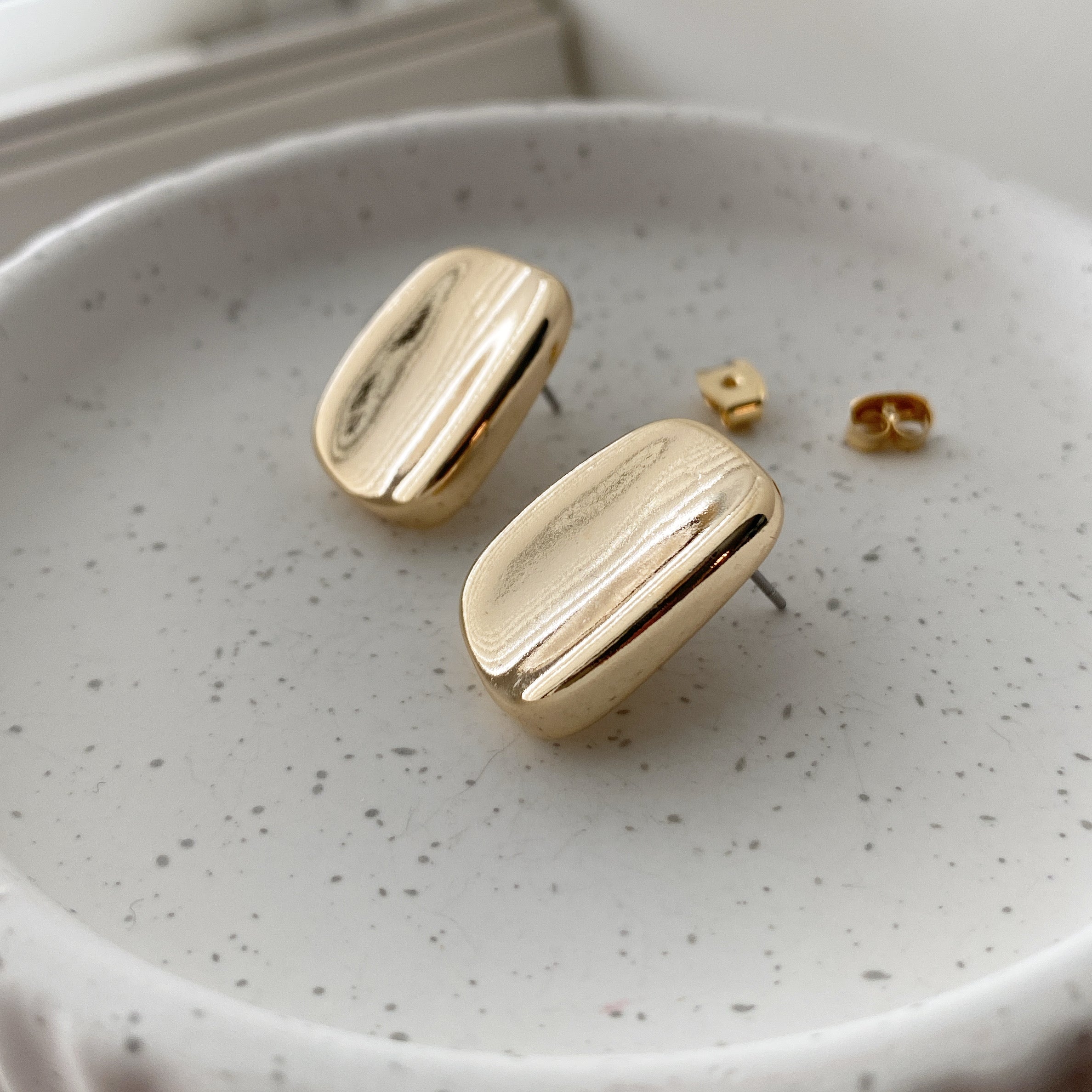 Rectangle Button Earrings
