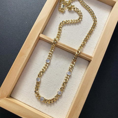 CZ Bezel Station Necklace