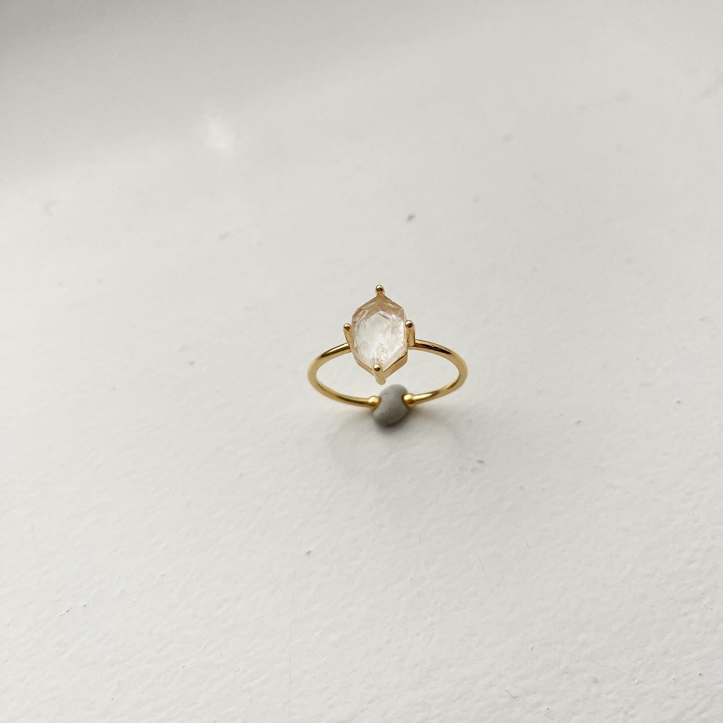 Hexagon (Cracked Cubic) Alabaster Ring