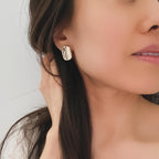 Rectangle Button Earrings