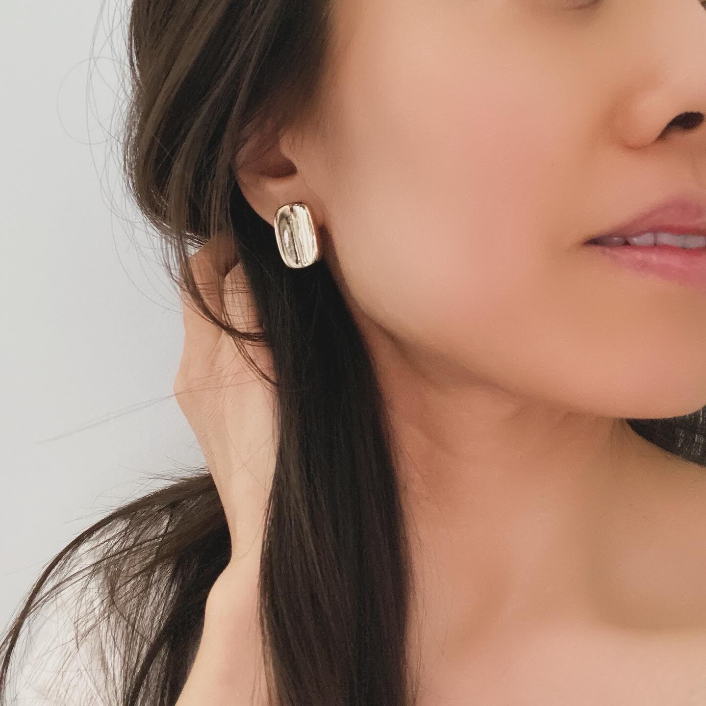 Rectangle Button Earrings