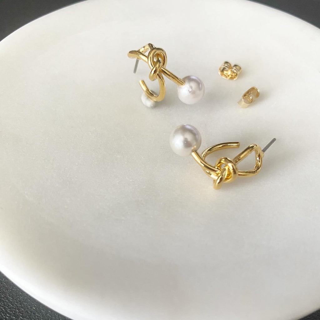 Knotted Pearl Drop Earrings