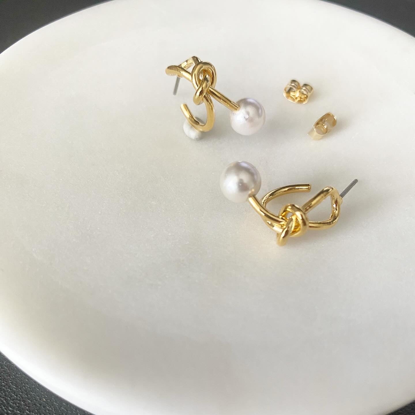 Knotted Pearl Drop Earrings