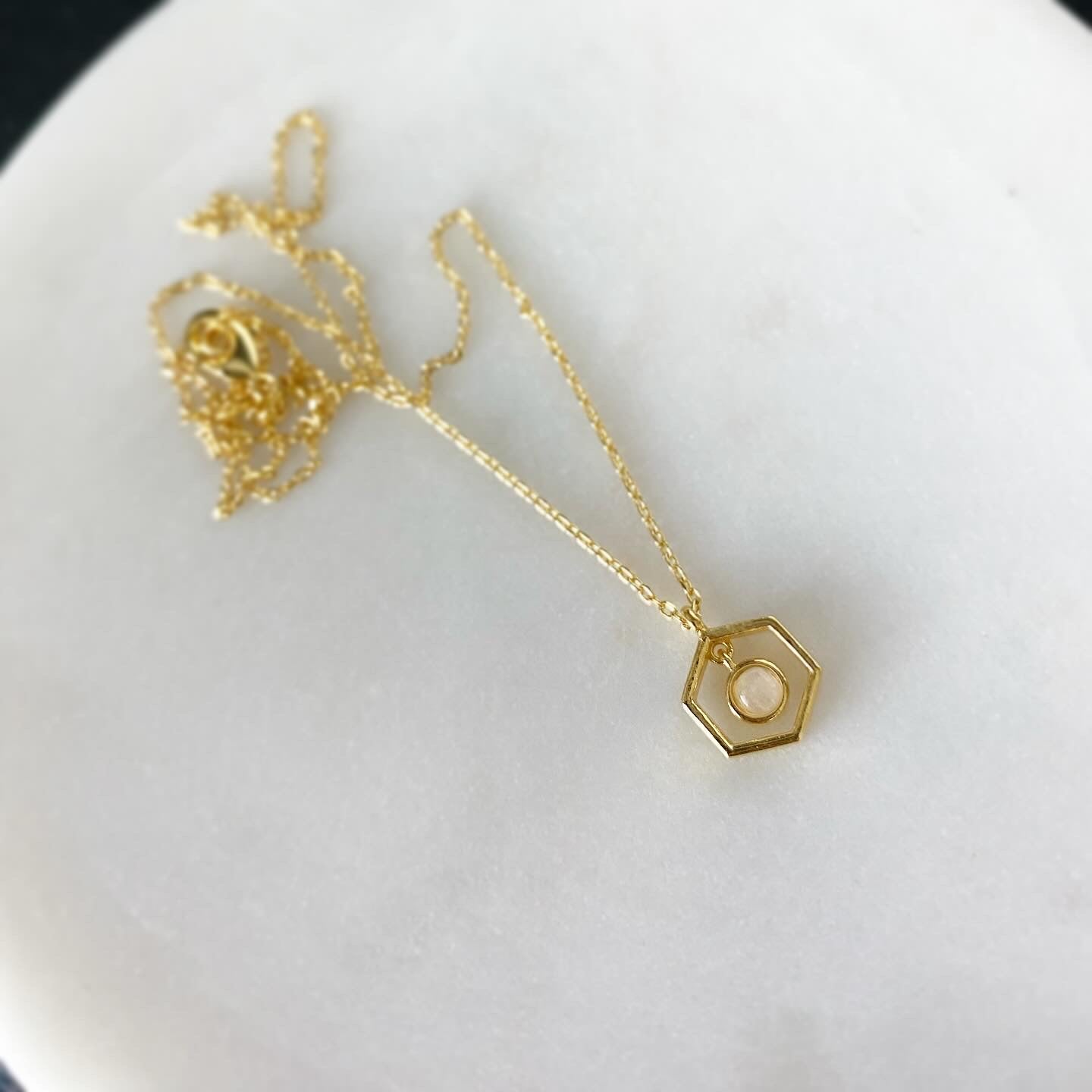 Moonstone Levitate Hexagon Necklace