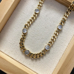 CZ Bezel Station Necklace